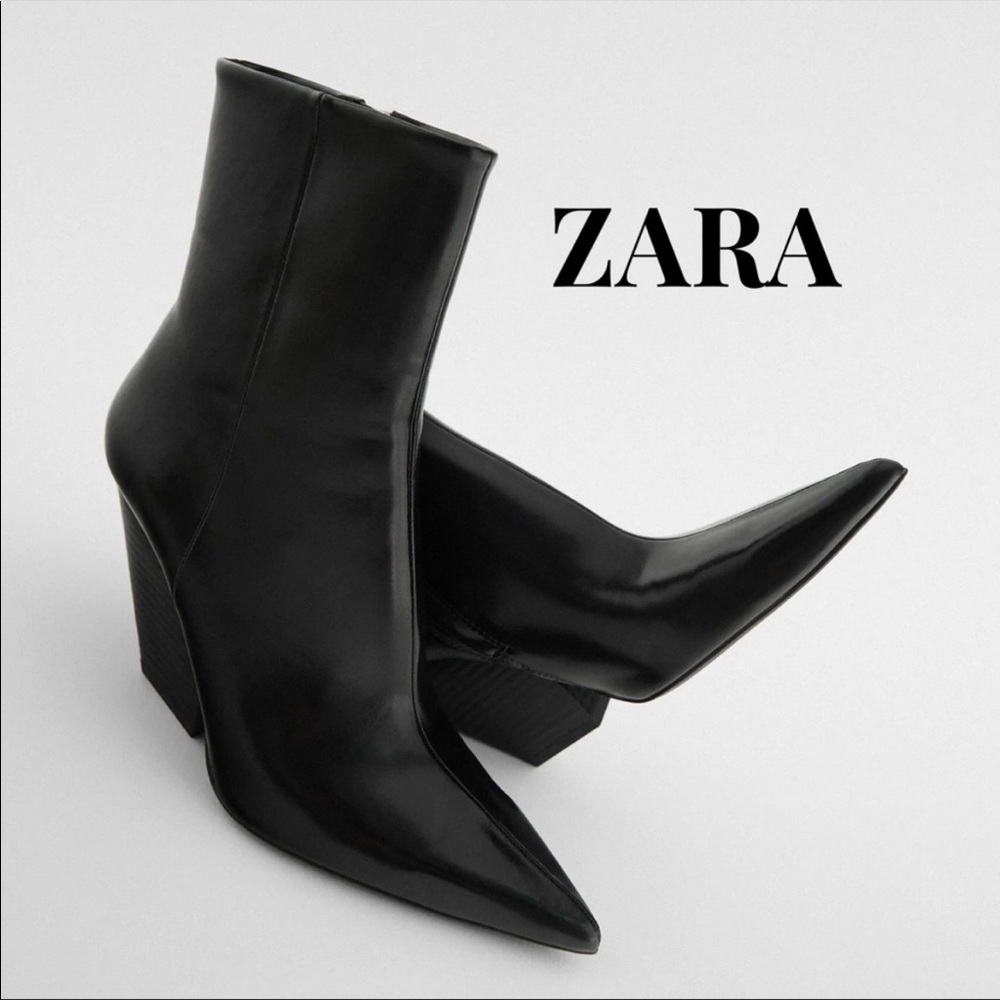 Zara Black Wedge Booties